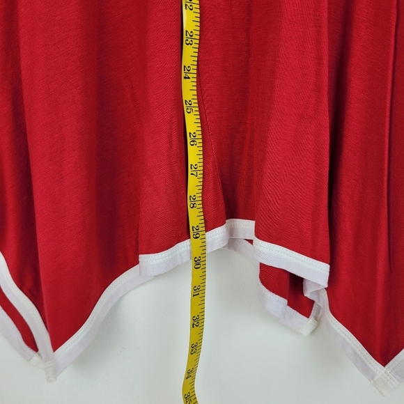 P.Michael Arkansas Razorbacks red long flowy tunic white trim asymmetrical hem L - Picture 9 of 15